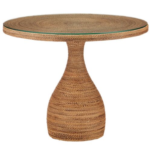 Dominica Rope 38" Round Entry Table, Natural/Clear