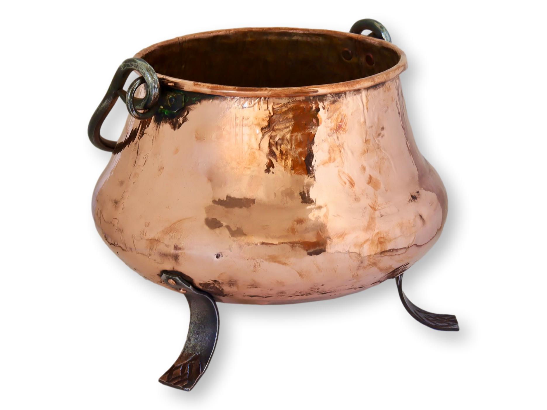 French Copper Footed Cauldron Pot~P77696099