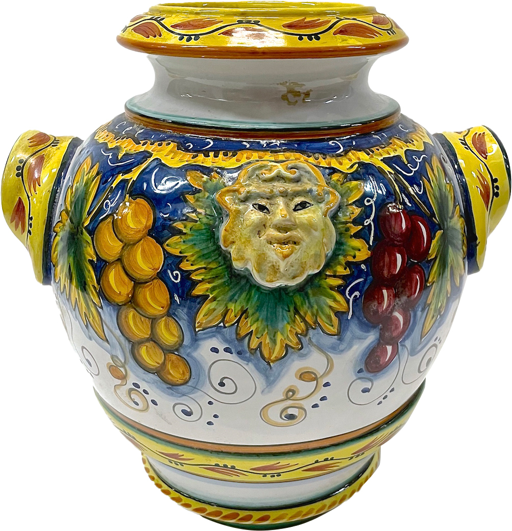 Italian Deruta Bacchus & Grape Vase~P77661974