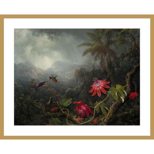 Passion Flowers with Three Hummingbirds by Martin Johnson Heade Print Passion Flowers with Three Hummingbirds by Martin Johnson Heade Print