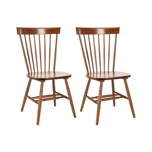 S/2 Abigail Side Chairs, Caramel~P40694917