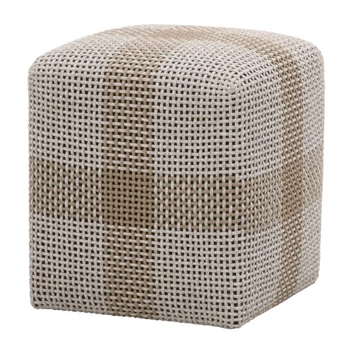 Darci Indoor/Outdoor Accent Cube, Taupe/White Rope