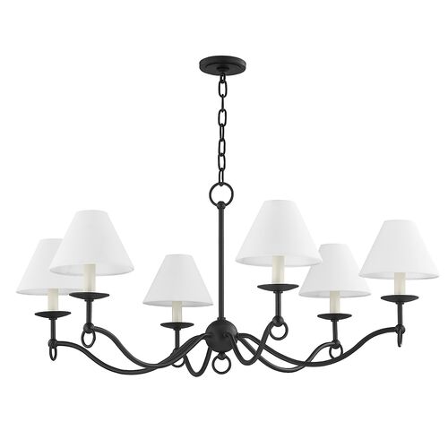 Massi Chandelier, Forged Iron/White Linen Massi Chandelier, Forged Iron/White Linen