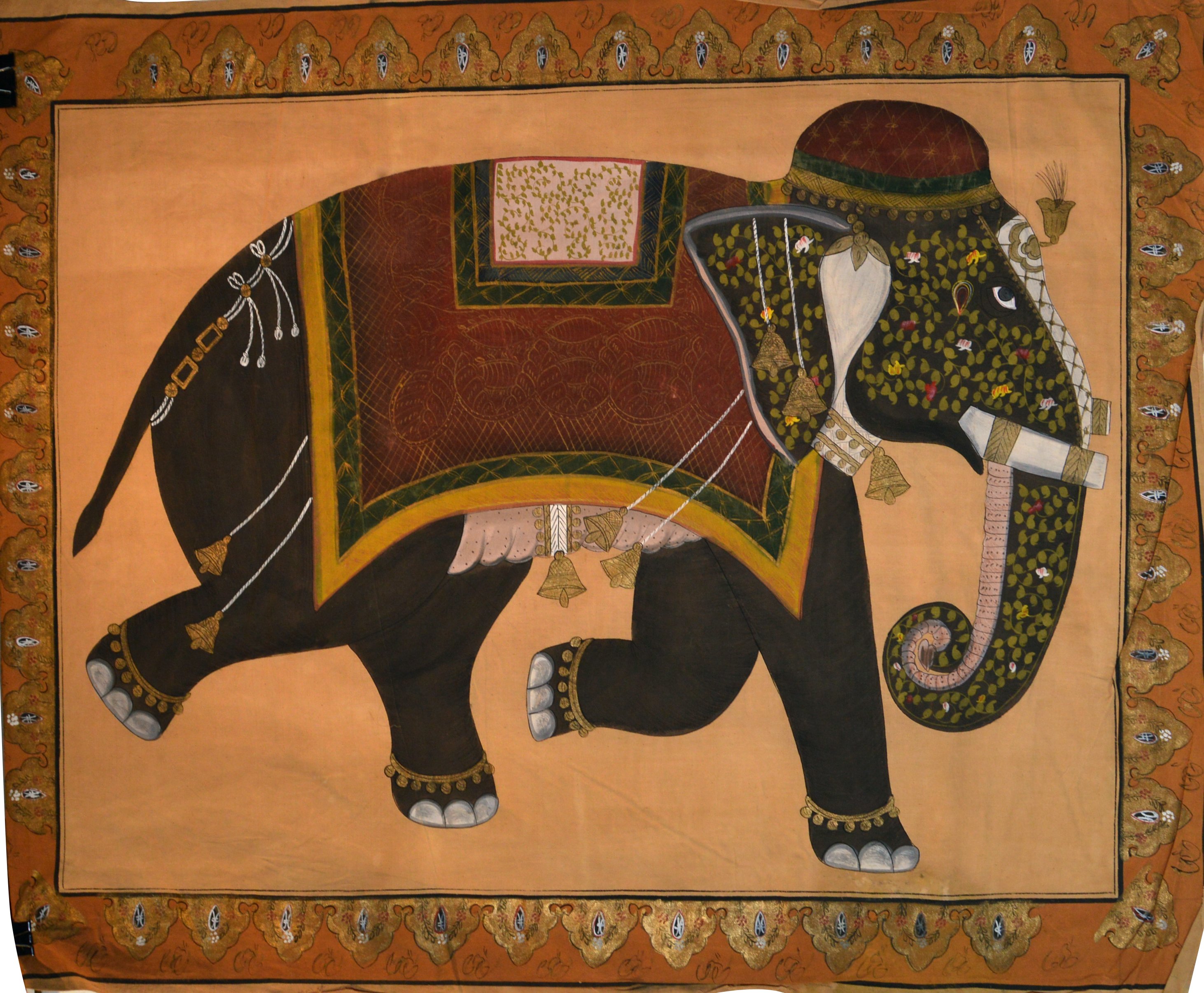Antique Mughal Indian Elephant Painting~P77438921