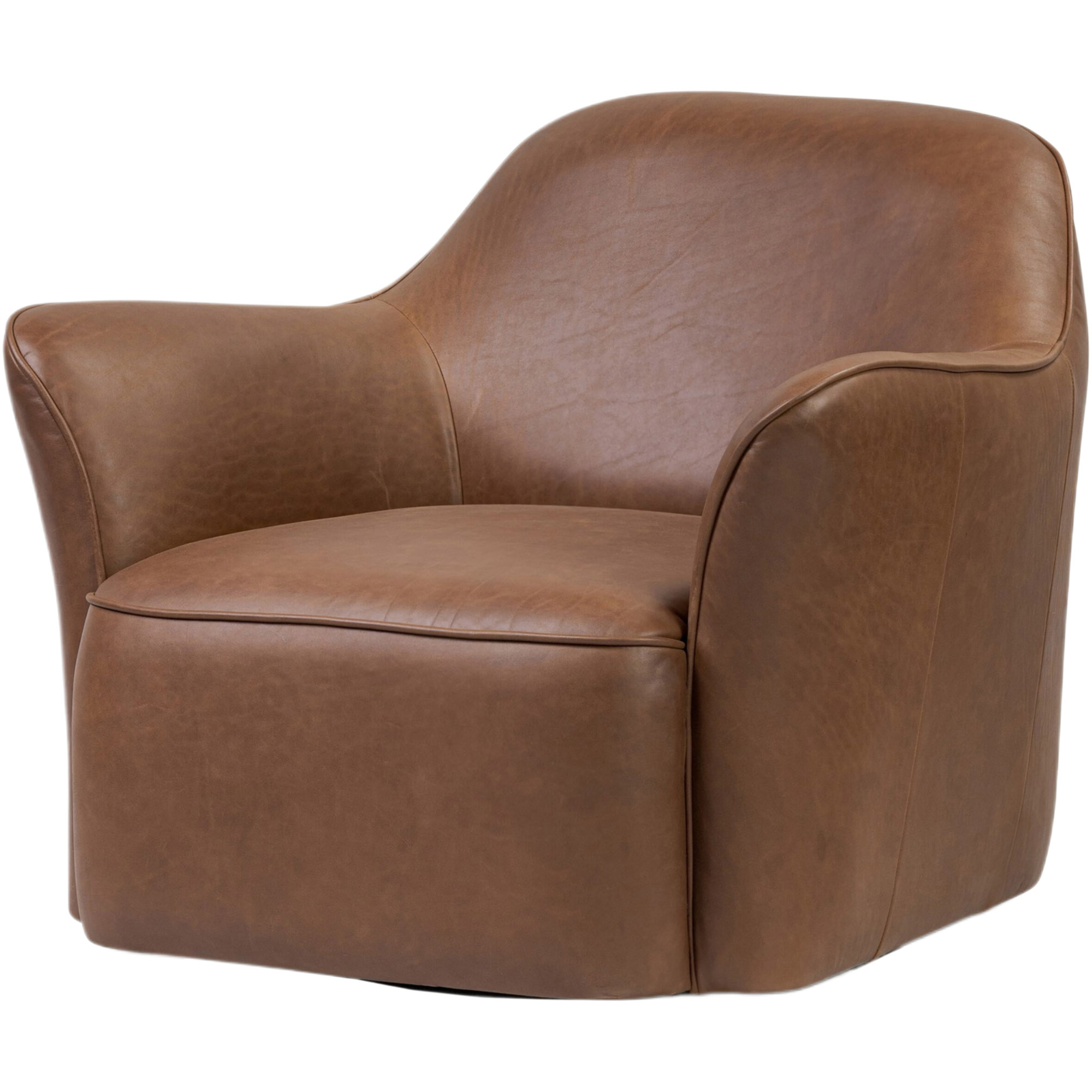 Zirien Leather Swivel Chair, Dulane Mahogany