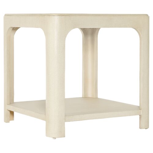 Archives Raffia End Table, Ivory