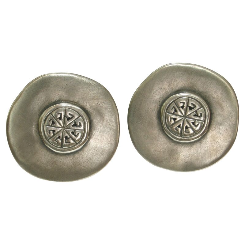 Givenchy Matte Pewter Shield Earrings