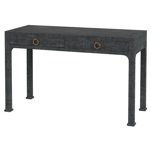 Kos Raffia 2-Drawer Desk, Charcoal~P77643538