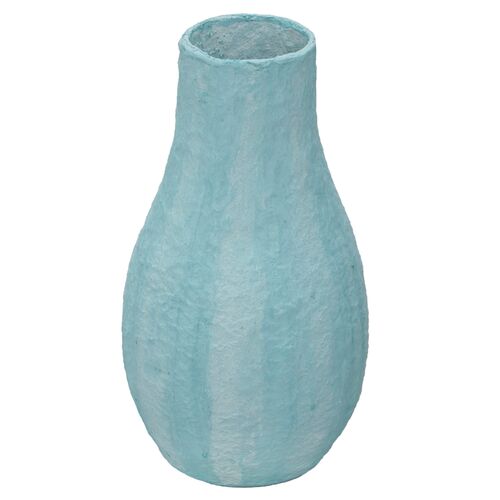 Ariela Cotton Mache Vase, Cloudy Blue