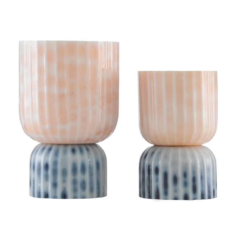 S/2 Palazoo Palazoo Vase, Milk White/Pink/Blue