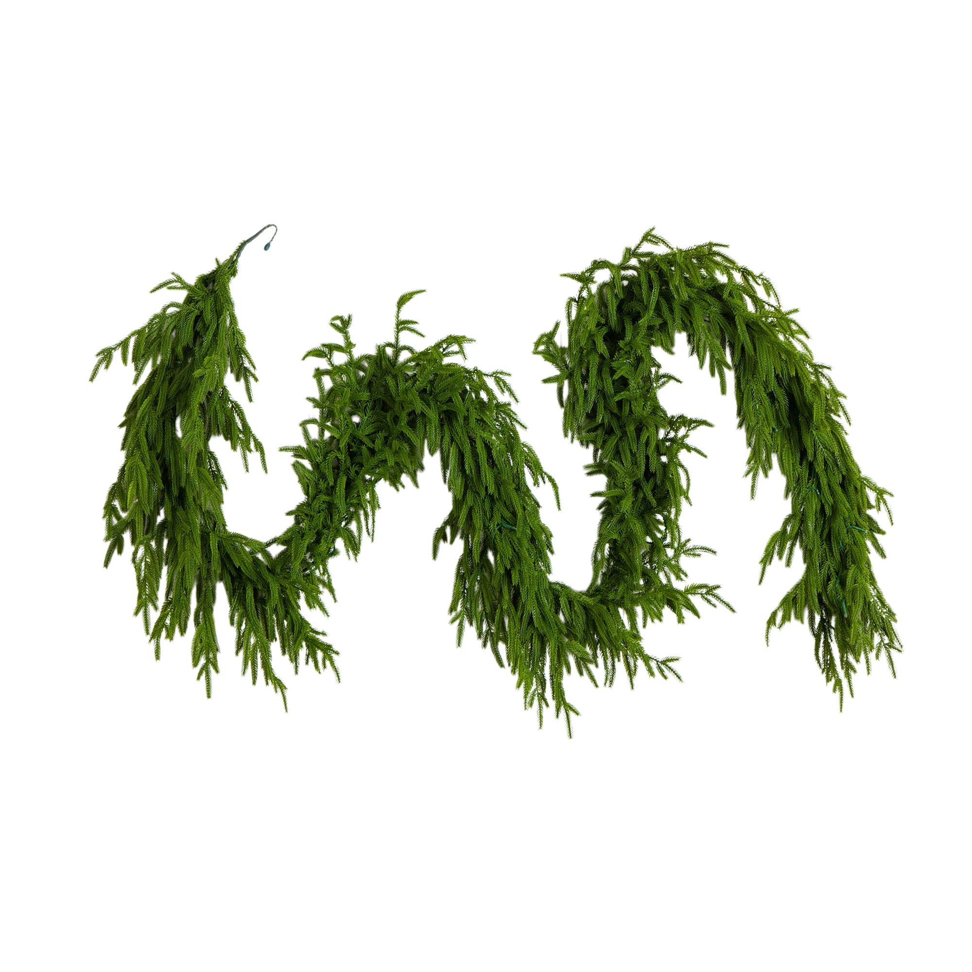 Pre-Lit Real touch Norfolk Island Pine Garland with 35 Warm White LED Lights