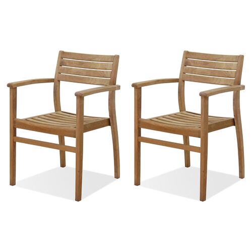 S/4 Coventry Teak Outdoor Stack Chairs~P77230476