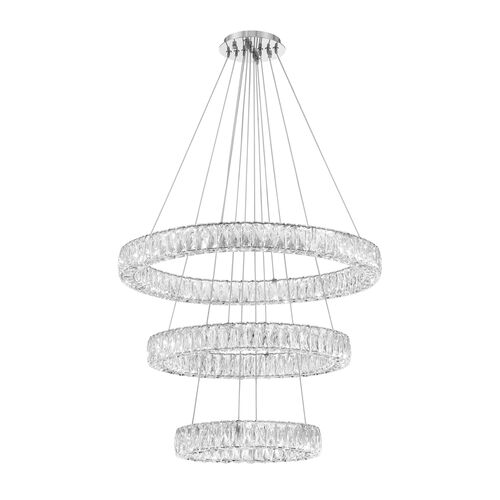 Kinsley LED 3-Tiered Chandelier, Polished Chrome