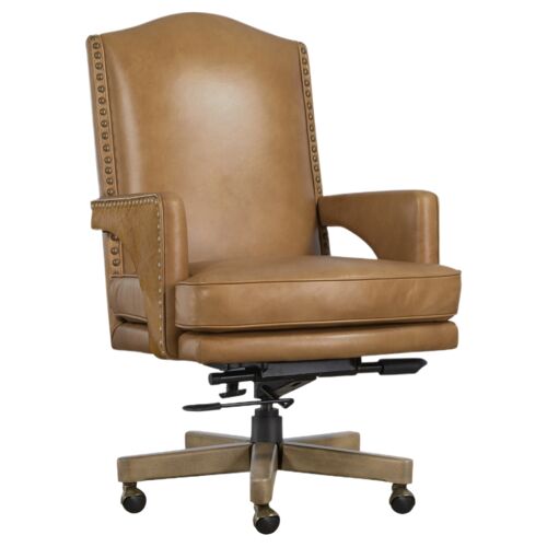 Rochelle Leather Executive Swivel Tilt Desk Chair, Dark Blonde