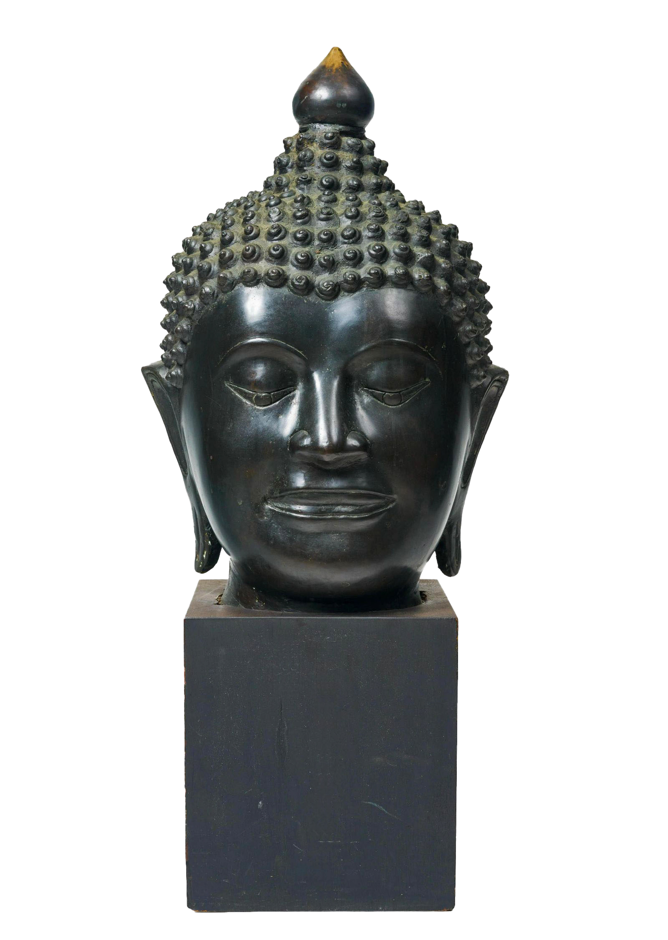 19thC Monumental Thai Bronze Buddha Head~P77641667