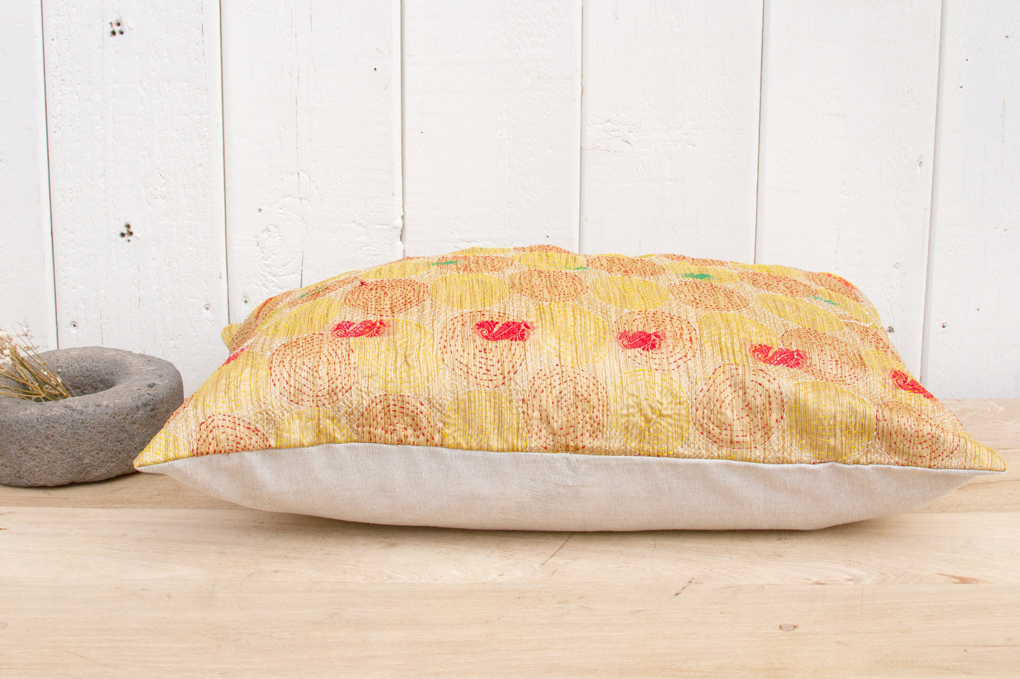 Daffodil Silk Kantha Pillow~P77670962