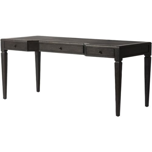 Solomon Leather-Top Desk, Distressed Black Oak