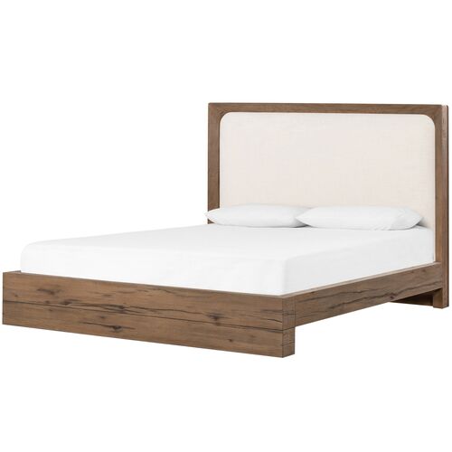 Austin Reclaimed Oak Bed, Rustic Grey/Ivory