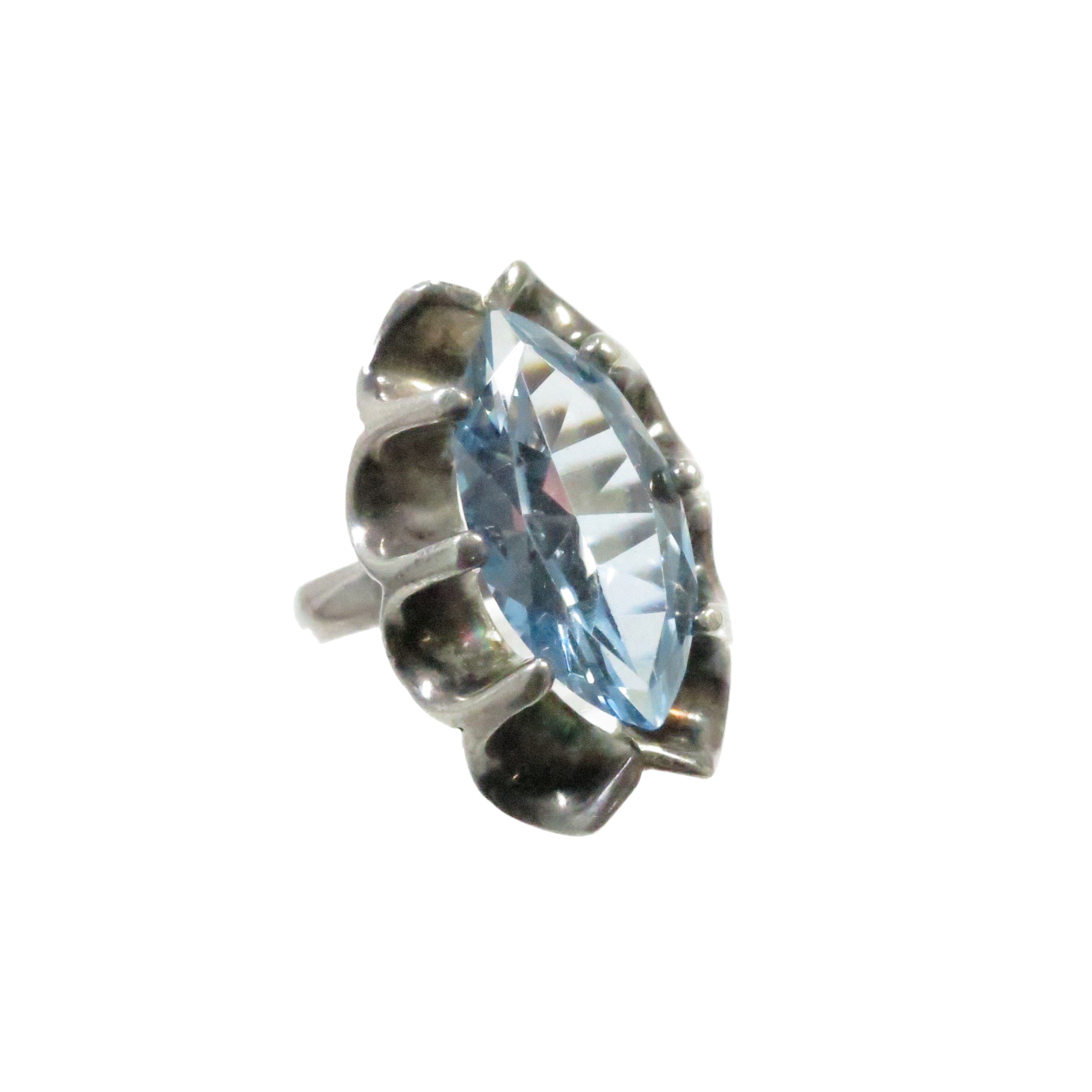 1960s Taxco Designer Aqua Sterling Ring~P77647256