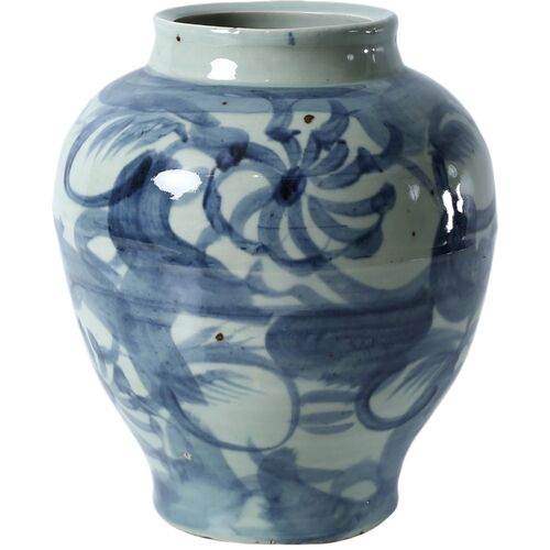 Beatrice Flower Motif Jar, Blue Beatrice Flower Motif Jar, Blue