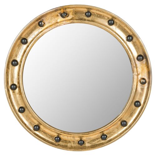 Jeffrey Round Porthole Wall Mirror, Antique Gold~P76623395