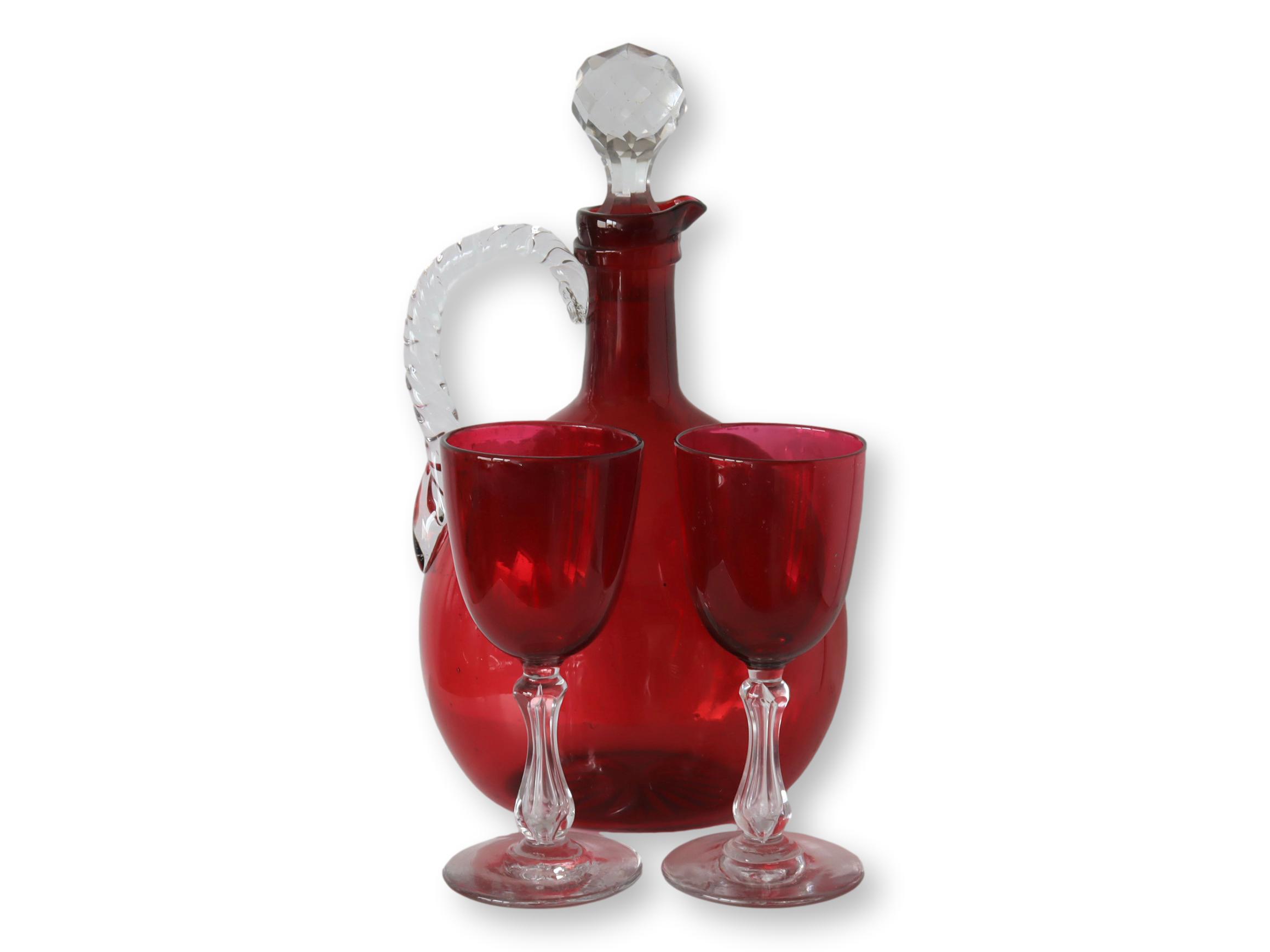 1880s Cranberry Decanter Beverage Set~P77671890