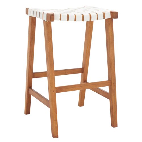 Kernyn Leather Weave Barstool
