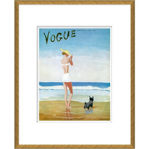 Vogue Magazine Cover, Beach Dog Woman~P77585657