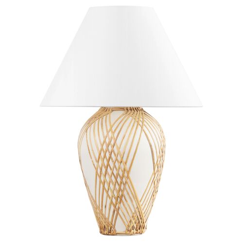 Taya Ceramic Table Lamp, Rattan Wrap/White Taya Ceramic Table Lamp, Rattan Wrap/White