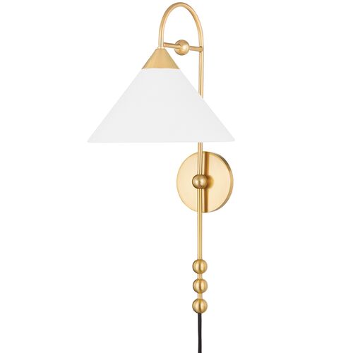 Sang Plug-In Wall Sconce, Aged Brass