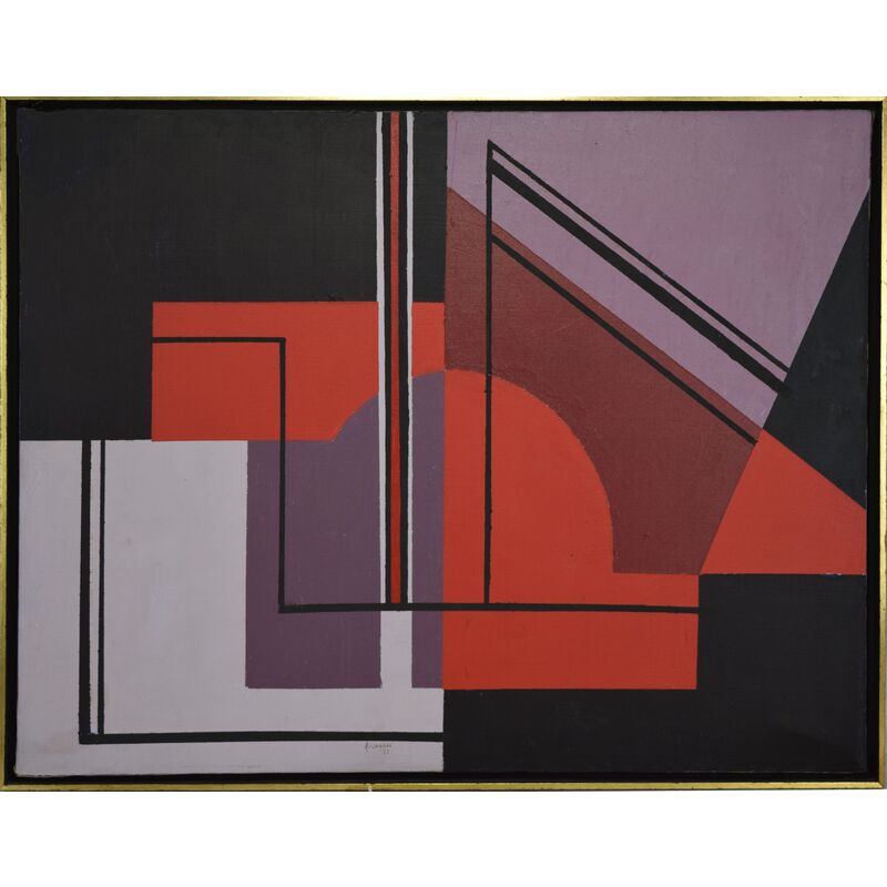 Mid Century Geometric Abstract Painting
