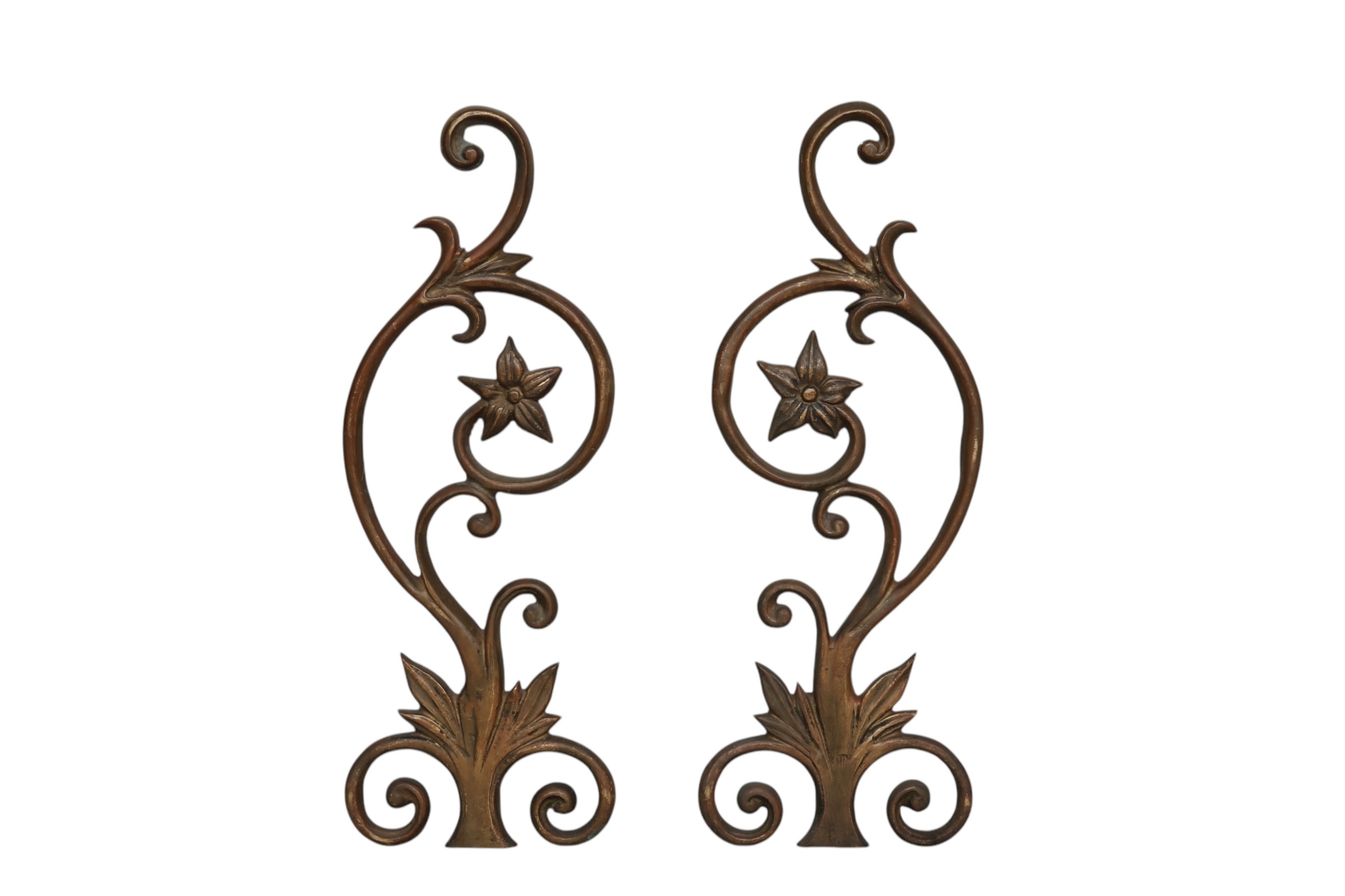 Art Nouveau Bronze Andirons - a Pair~P77714419
