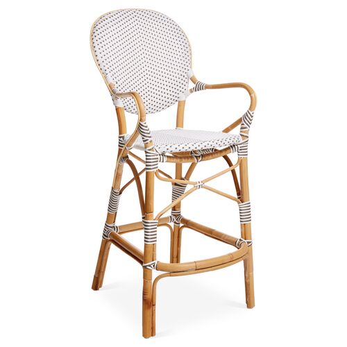 Isabell Rattan Barstool, White/Cappuccino~P77264482