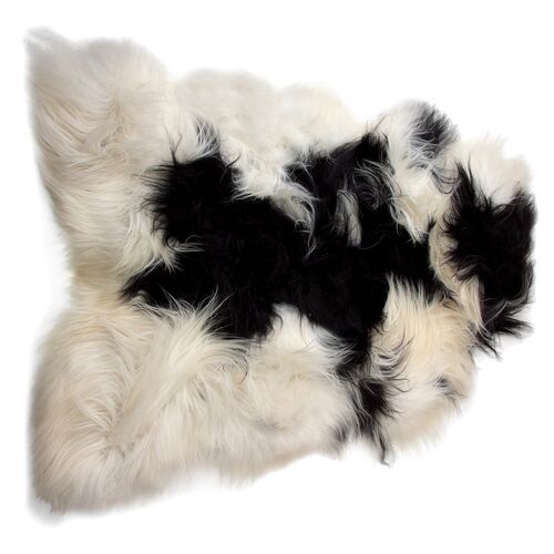 2'x3' Icelandic Sheepskin, White/Black~P60410924
