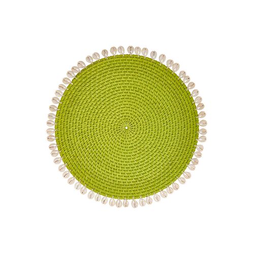 S/4 Shelby Place Mats, Green/Ivory~P77379223