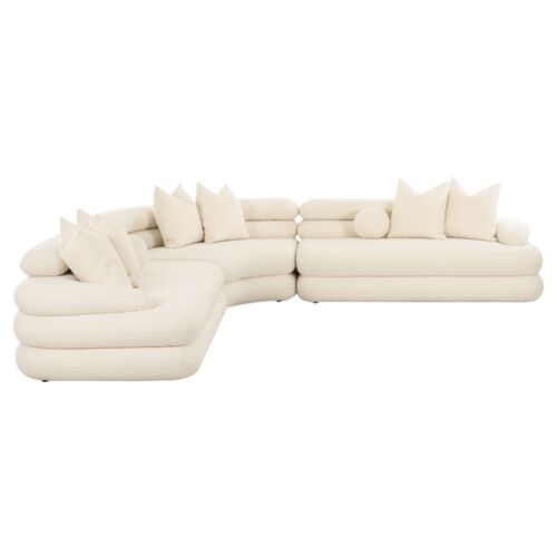 Vexley Modular Curved Sectional, Cream Boucle