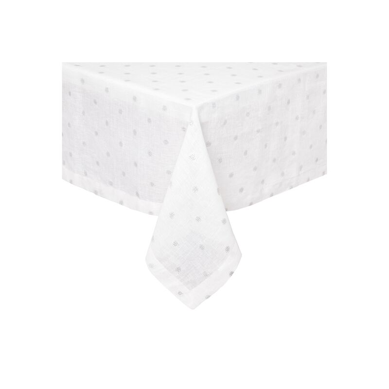 Vogue Tablecloth, White/Silver