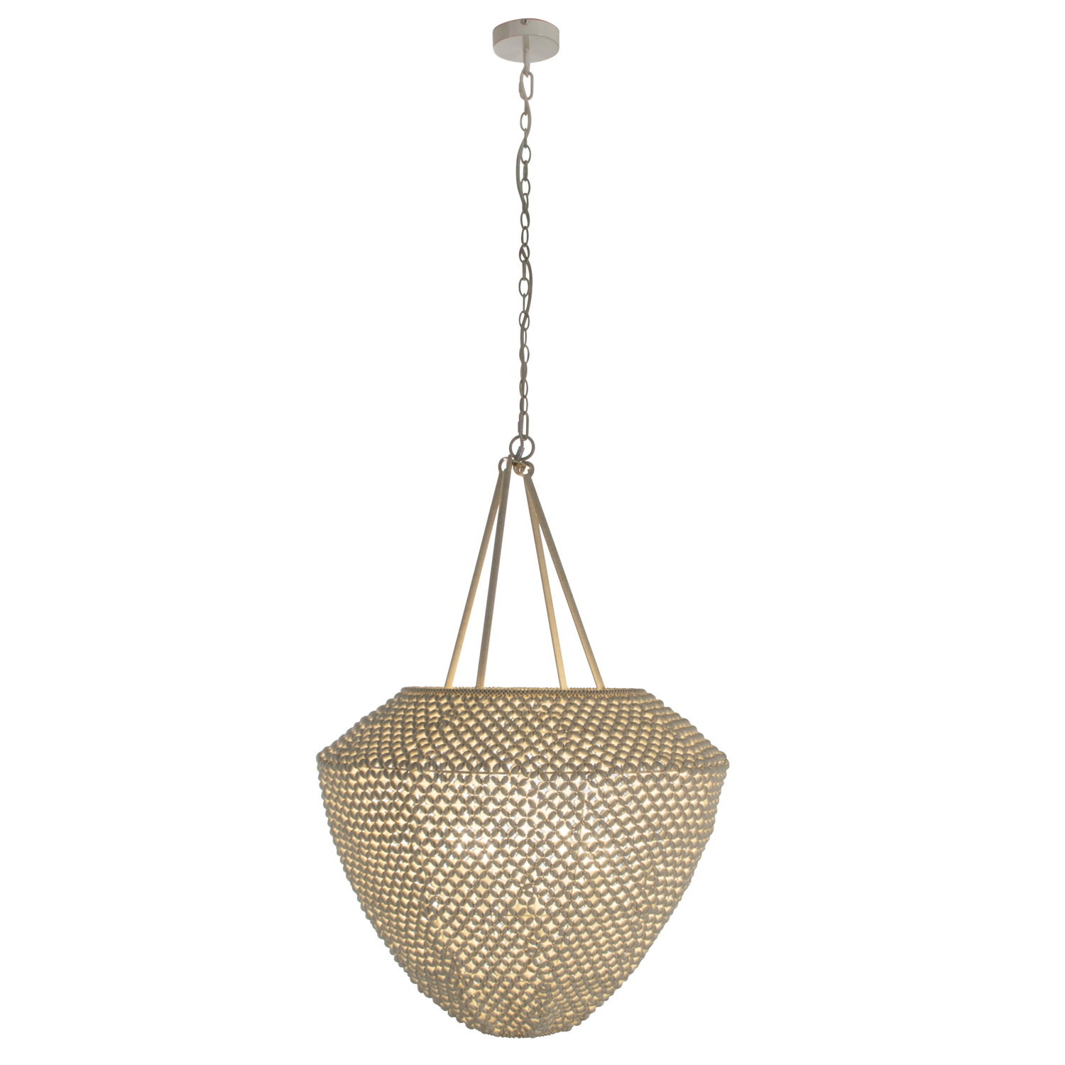 Rita Oval Beaded Pendant, Natural