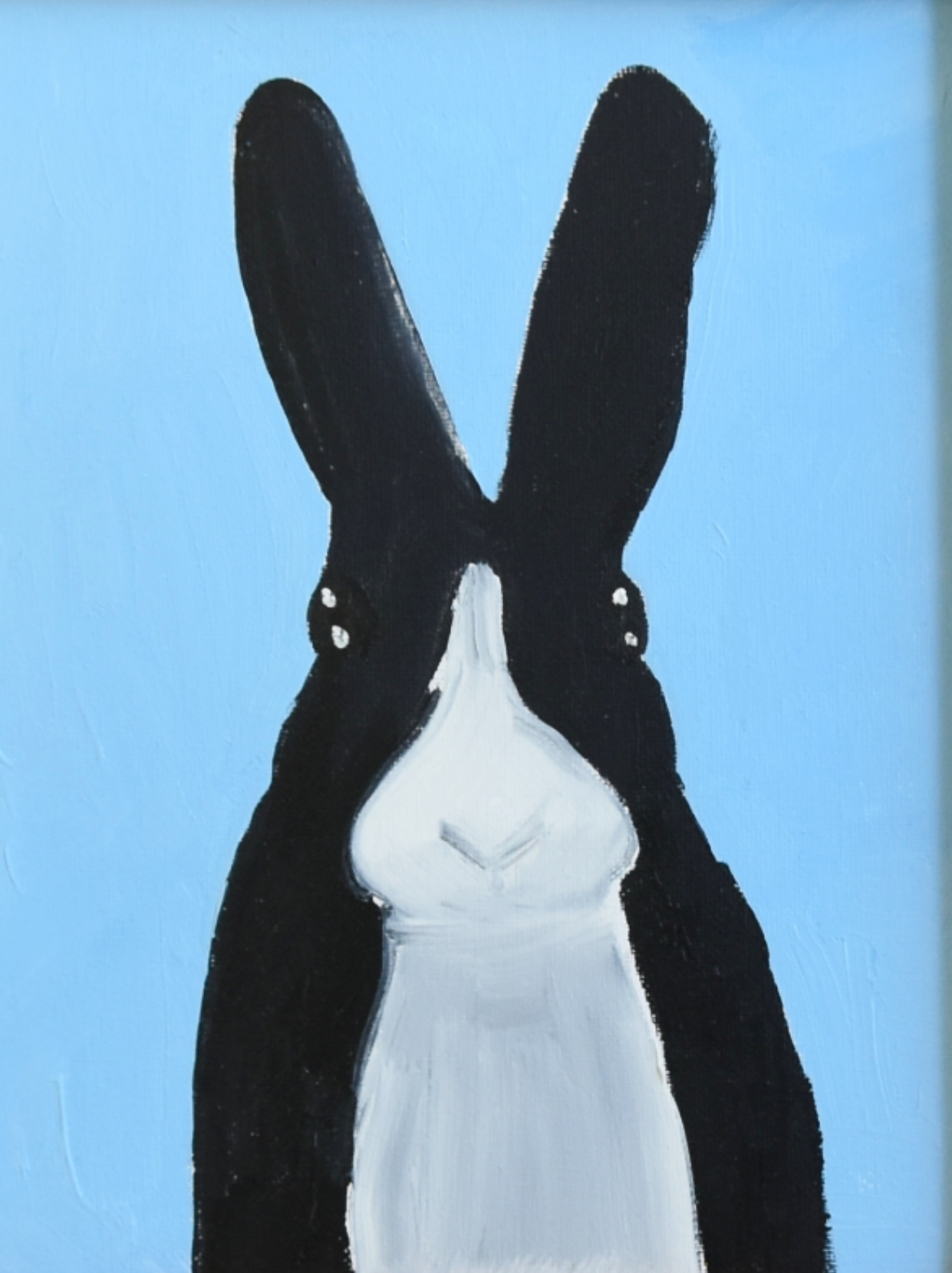 Folk Art Bunny Rabbit Hare Oil Painting~P77672248