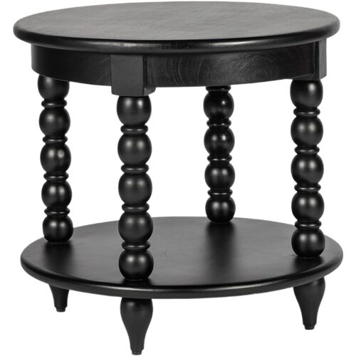 Thalyn Spindle Round End Table, Black Thalyn Spindle Round End Table, Black