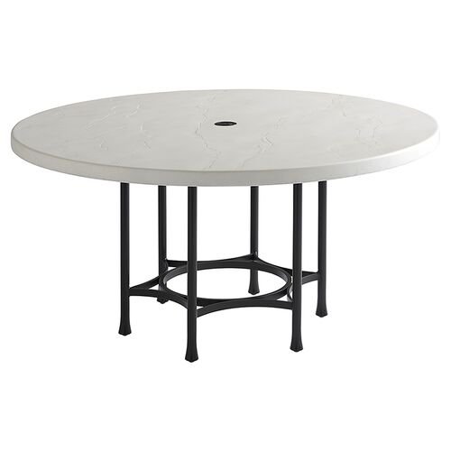 Pavlova Outdoor Round 60" Dining Table, White/Black~P111120181