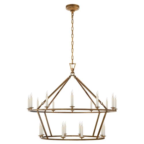 Darlana Large Two-Tiered Ring Chandelier, Antique Brass~P77338407