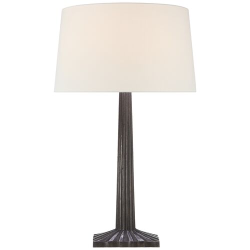 Strie Fluted-Column Table Lamp, Aged Iron~P77370848