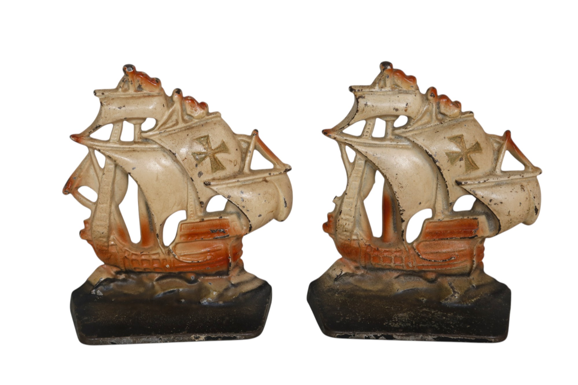 Cast Iron Spanish Galleon Ship Bookends~P77741198