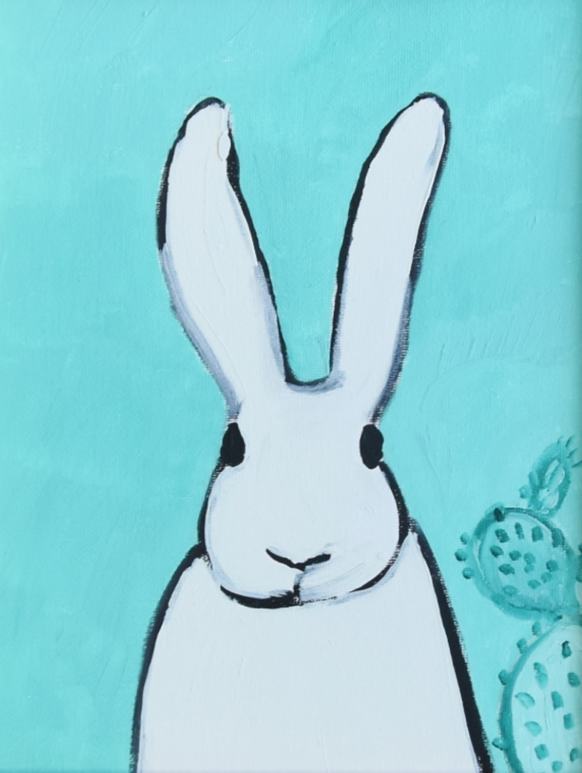 Folk Art Bunny Rabbit Hare Oil Painting~P77674039