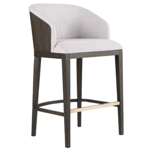 Curata Upholstered Linen Bar Stool, Midnight/Montlieu Opal