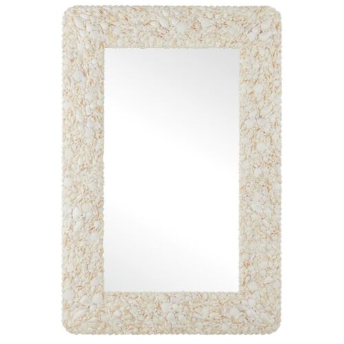 Turbinella Rectangular Shell Wall Mirror, Off-White