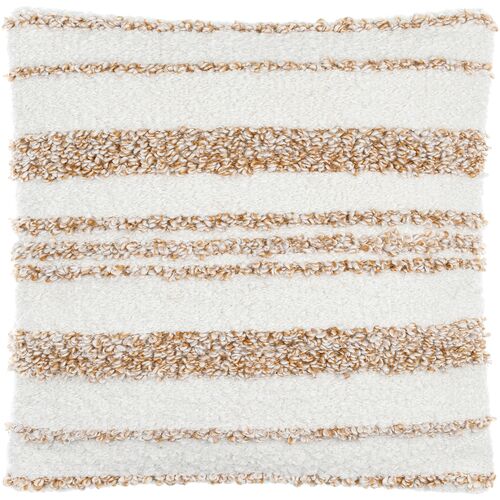 Boculette 18x18 Pillow, Off-White/Camel