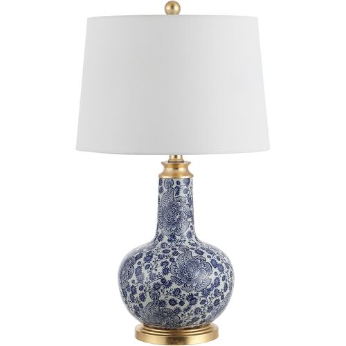 Lisa Ceramic Table Lamp, Blue Rosette~P77643730