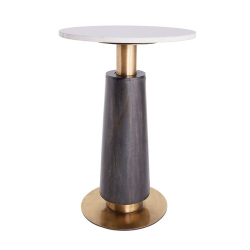 Knoxville Mango Wood/Marble Accent Table, Black